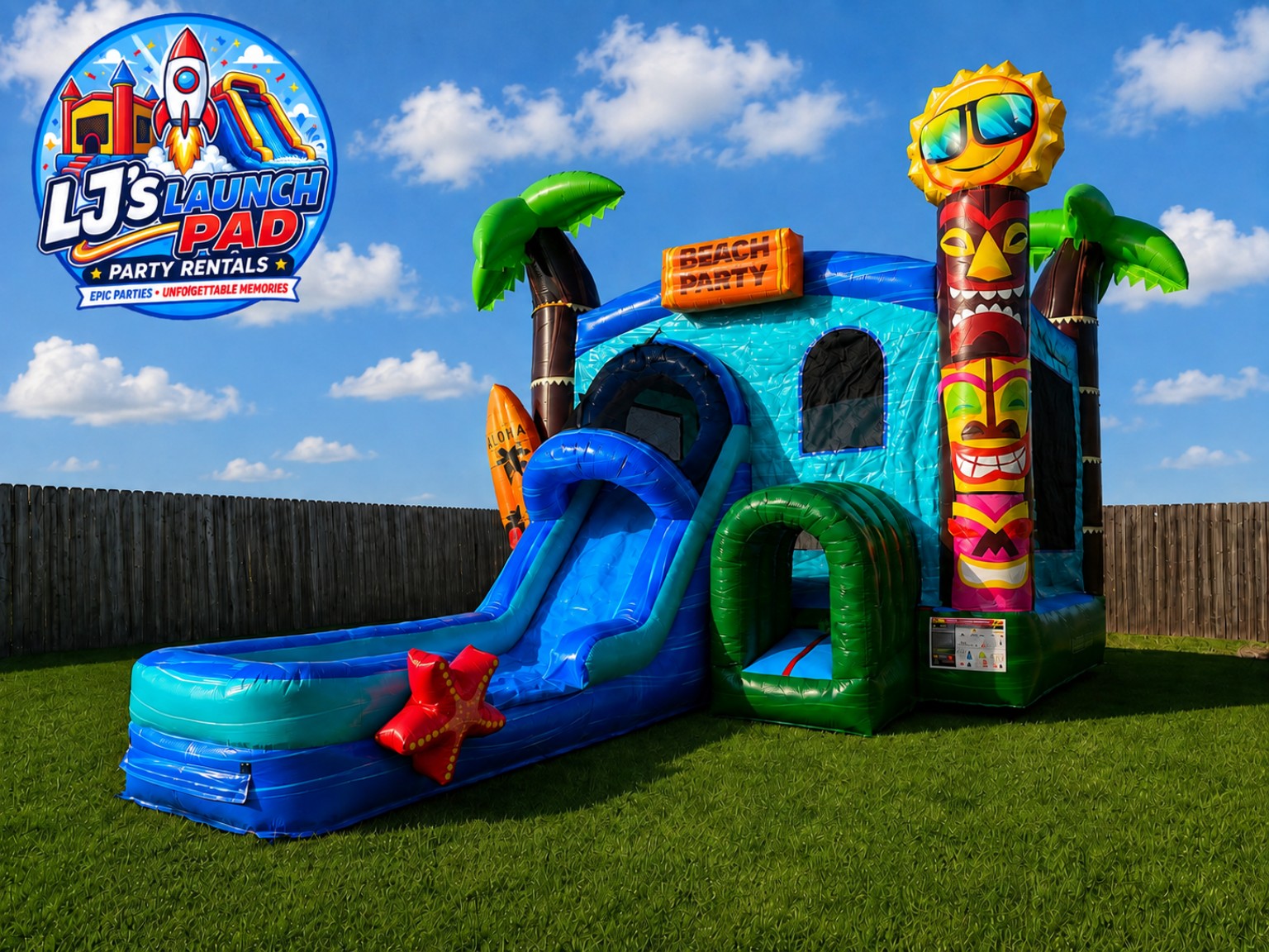 Aloha Beach Party wet and dry combo inflatable